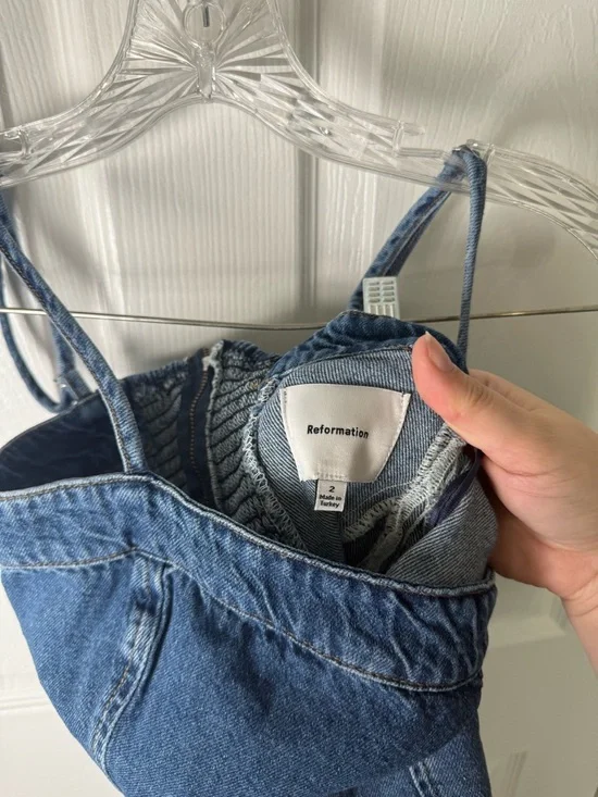 Reformation Elma Denim Mini Dress 2 - Picture 7 of 8